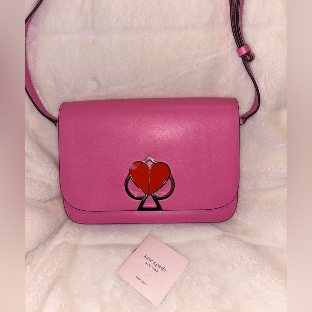KATE SPADE NEW YORK SHOULDER BAG NICOLA TWISTLOCK SMALL LEATHER Pink